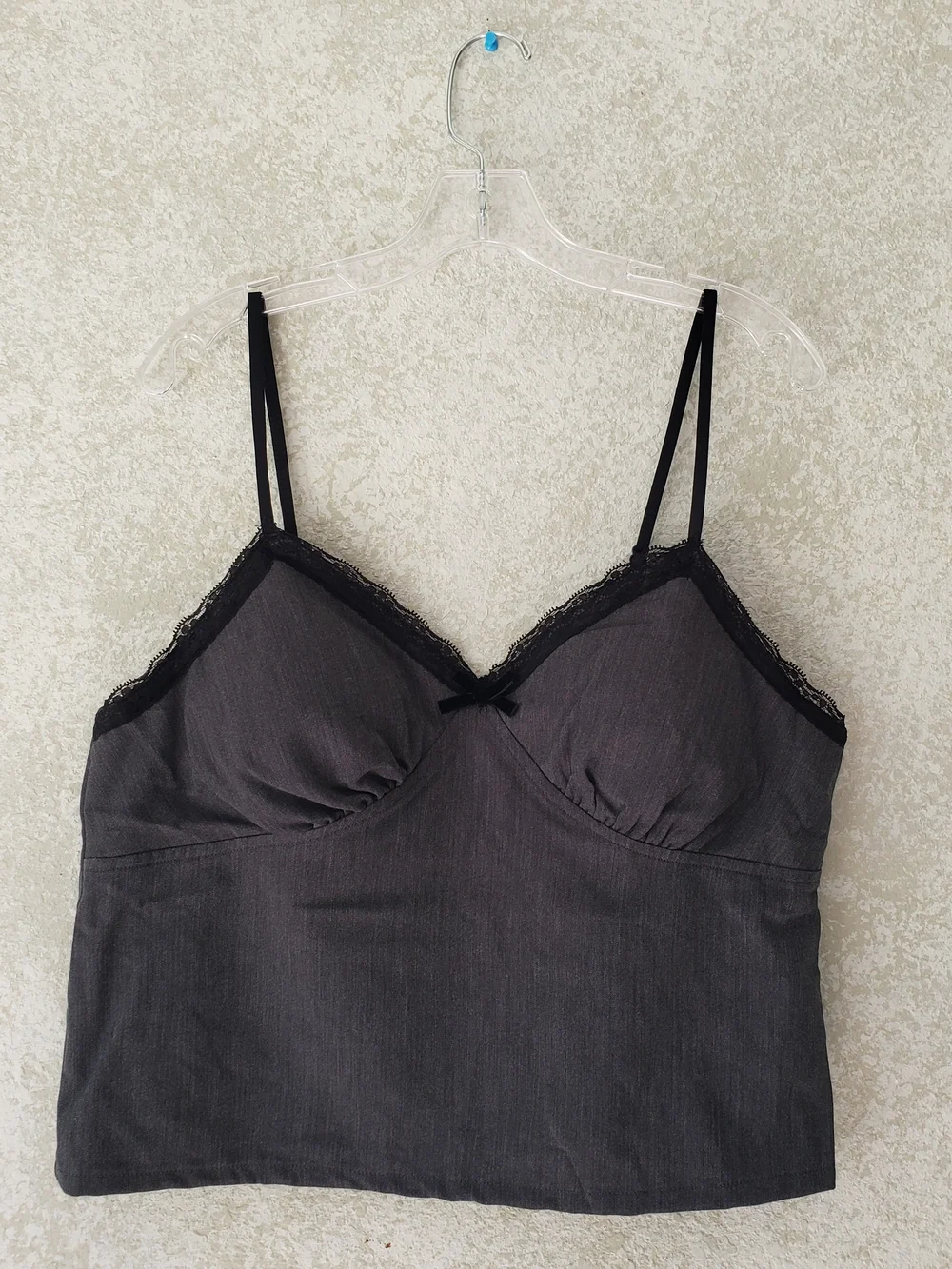 No Boundaries Women's Lace-Trim Charcoal Camisole XL‎ Festival Layer Confident